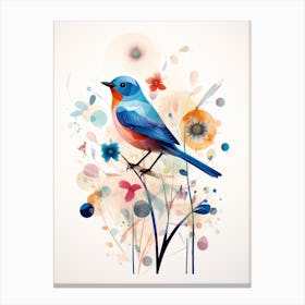 Bird Painting Collage Eastern Bluebird 4 Canvas Print