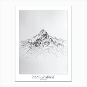 Nanga Parbat Pakistan Line Drawing 3 Poster Canvas Print