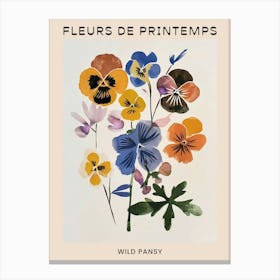 Spring Floral French Poster  Wild Pansy 3 Canvas Print