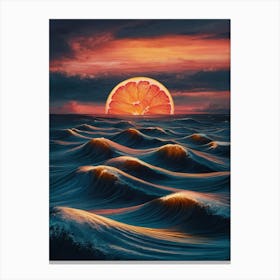 Orange Slice In The Ocean Canvas Print