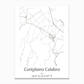 Corigliano Calabro,Italy Minimalist Map Canvas Print