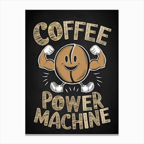 Coffee Bean Power Machine, Chalkboard drawing Canvas Print