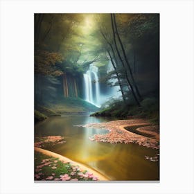 Waterfall In The Forest 20 Canvas Print