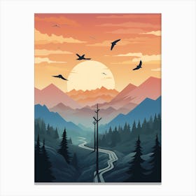 Landscape With Birds Canvas Print