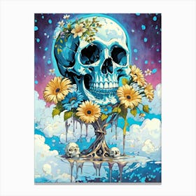 Surrealist Floral Skull Painting (42) Canvas Print