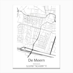 De Meern,Netherlands Minimalist Map Canvas Print