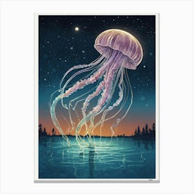 Jellyfish At Night Canvas Print