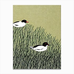 Bufflehead 2 Linocut Bird Canvas Print