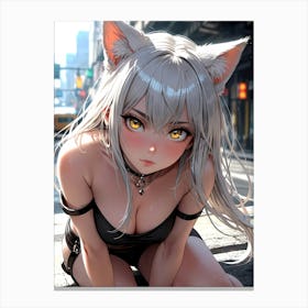 Anime Girl With Cat Ears 11 Canvas Print