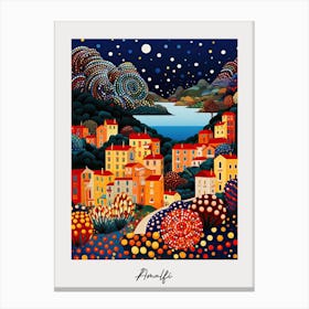 Poster Of Amalfi, Italy, Illustration In The Style Of Pop Art 1 Canvas Print