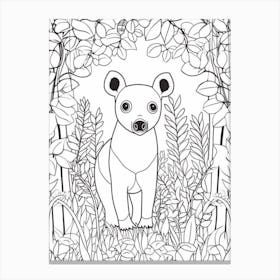 Line Art Jungle Animal Tapir 3 Canvas Print