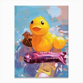 A Yellow Rubber Duck Oil Painting 3 Canvas Print