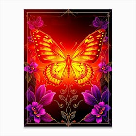 Butterfly On A Red Background Canvas Print