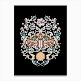 Magical Moon Moth | Black Canvas Print