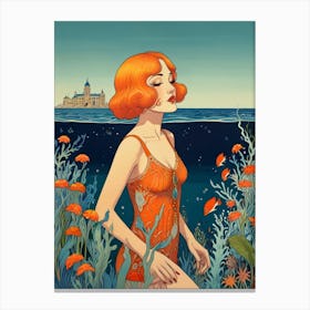 Girl In The Sea Canvas Print