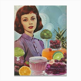 Purple Jelly Retro Dessert Collage 4 Leinwandbilder