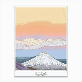 Cotopaxi Ecuador Color Line Drawing 2 Poster Canvas Print