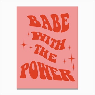 Babe With The Power Red In Pink Canvas Print