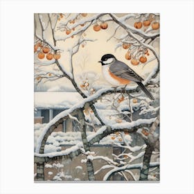 Winter Bird Painting House Sparrow 1 Canvas Print