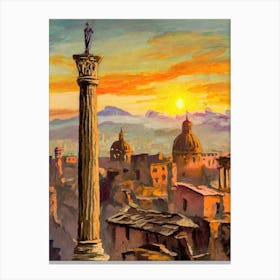 Sunset Over An Ancient Cityscape 1 Canvas Print