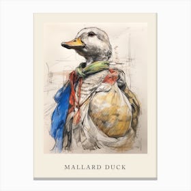 Beatrix Potter Inspired  Animal Watercolour Mallard Duck 2 Canvas Print