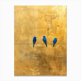 Blue Birds On A Wire 5 Canvas Print