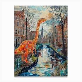Dinosaur In The Canals Of Amsterdam 2 Canvas Print