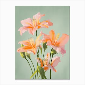 Lilies Flowers Acrylic Painting In Pastel Colours 9 Canvas Print