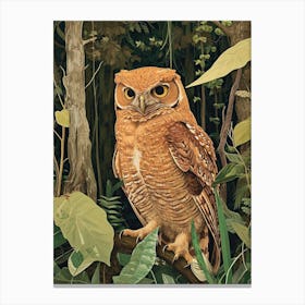 Brown Fish Owl Relief Illustration 3 Canvas Print