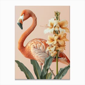 Andean Flamingo And Canna Lily Minimalist Illustration 2 Canvas Print