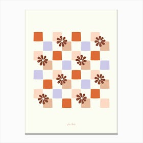 Boho Daisy Checkerboard Canvas Print