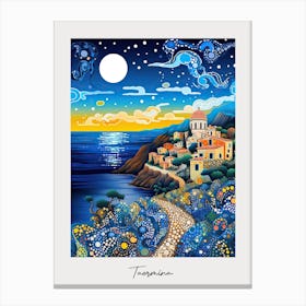 Poster Of Taormina, Italy, Illustration In The Style Of Pop Art 2 Canvas Print