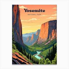 Yosemite National Park California Sunset Modern Travel Illustration Canvas Print