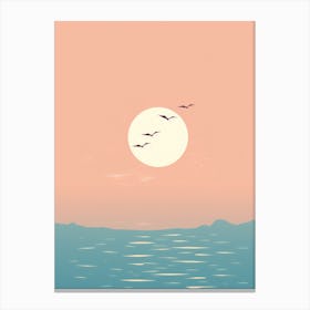 Sunset With Seagulls Canvas Print