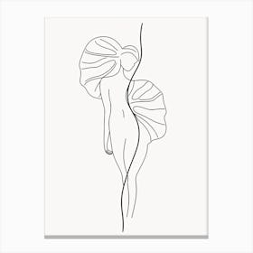 Line Art Woman Body And Leaf 9 Canvas Print