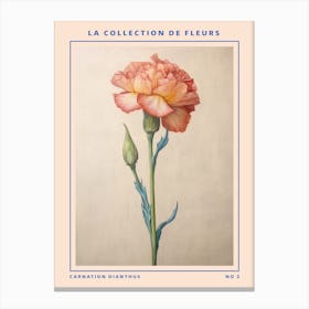 Carnation Dianthus 2 French Flower Botanical Poster Canvas Print