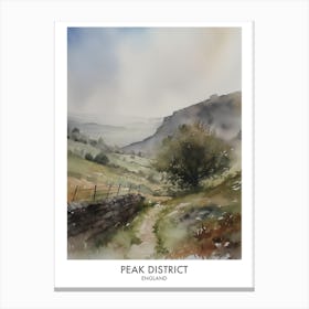 Peak District 5 Watercolour Travel Poster Canvas Print