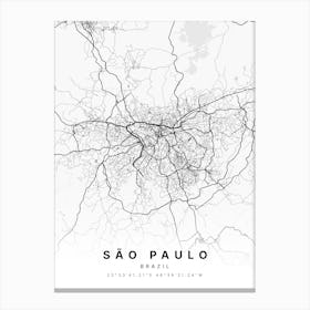 Sao Paulo Brazil White Map Lienzo