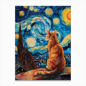 Starry Night Cat Canvas Print