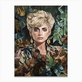 Floral Handpainted Portrait Of Lady Gaga Canvas Print