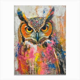 Kitsch Colourful Owl Collage 7 Canvas Print