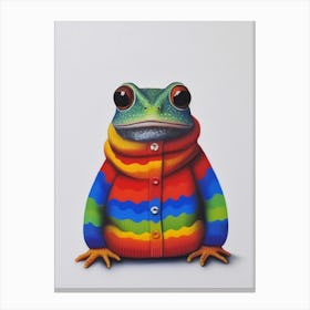 Baby Animal Wearing Sweater Frog Canvas Print