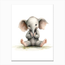 Elephant Painting Practicing Yoga Watercolour 2 Canvas Print