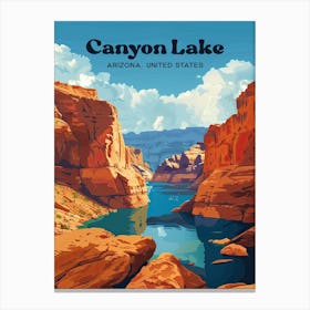 Canyon Lake Arizona Usa Reservoir Travel Art Illustration Canvas Print