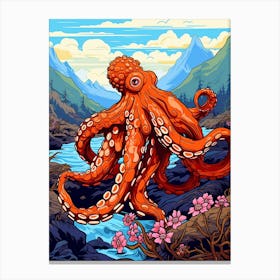 Giant Pacific Octopus Illustration 16 Canvas Print