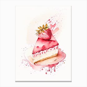Strawberry Cheesecake, Dessert, Food Minimalist Watercolour Canvas Print