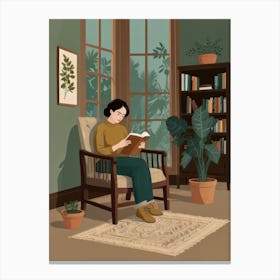 Woman Reading A Book Canvas Print