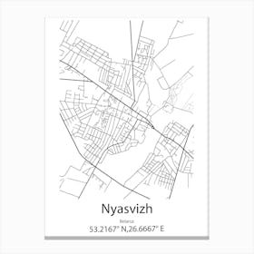 Nyasvizh,Belarus Minimalist Map Canvas Print