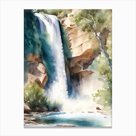 Calf Creek Waterfall, United States Water Colour (2) Canvas Print