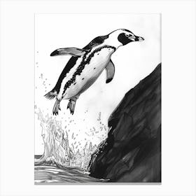 King Penguin Diving Into The Water 2 Canvas Print
